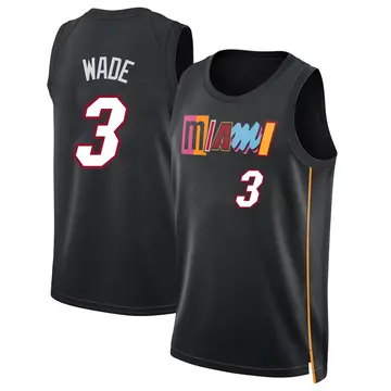 Miami Heat Dwyane Wade 2021/22 City Edition Jersey - Men's Swingman Black